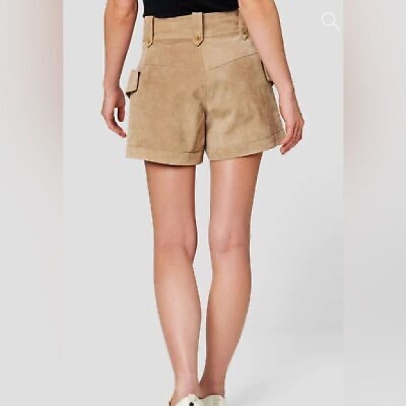 NWT BLANKNYC “Bare It All” Genuine Leather Cargo Shorts in Tan, Size 25 - Picture 4 of 6